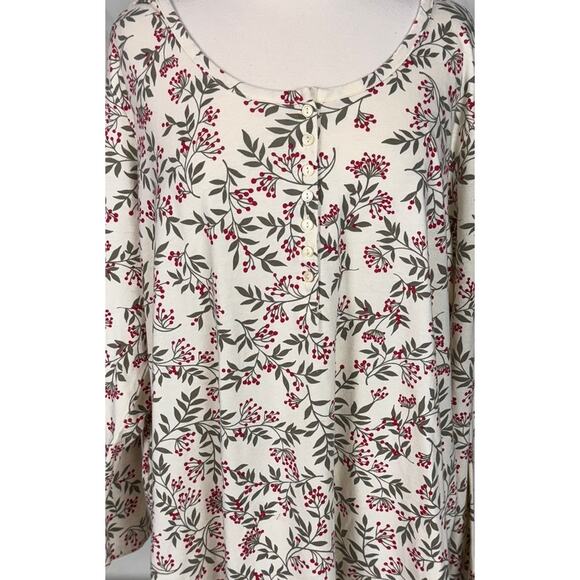Woman Within Size 22/24 1X Long Sleeve TShirt Holiday Holly Berry Cotton Poly - Picture 2 of 8